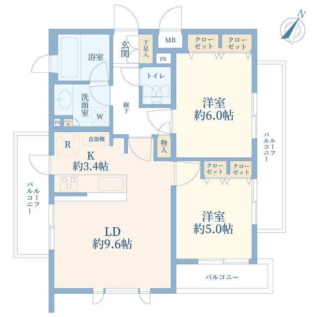 ランドステージ学芸大学(2LDK/5階)の間取り写真