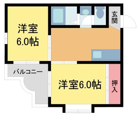第2庭園ハイツ(2DK/2階)の間取り写真