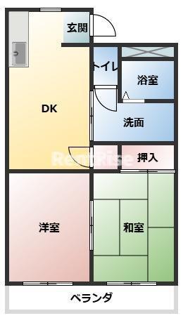 氏永ハイツ(2DK/1階)の間取り写真