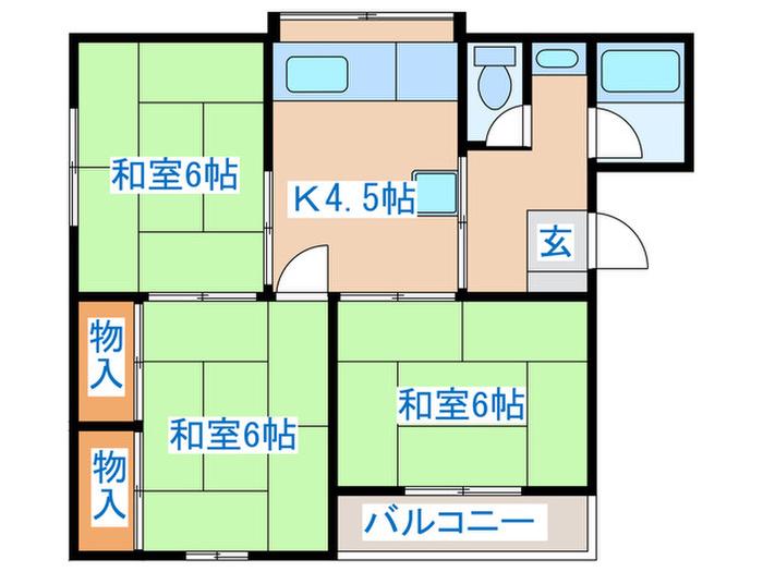 コーポ庄司(3K/2階)の間取り写真
