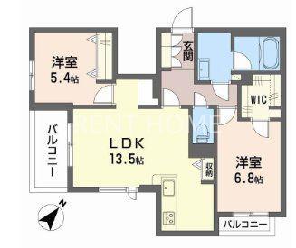 カーサ ジリオ(2LDK/3階)の間取り写真