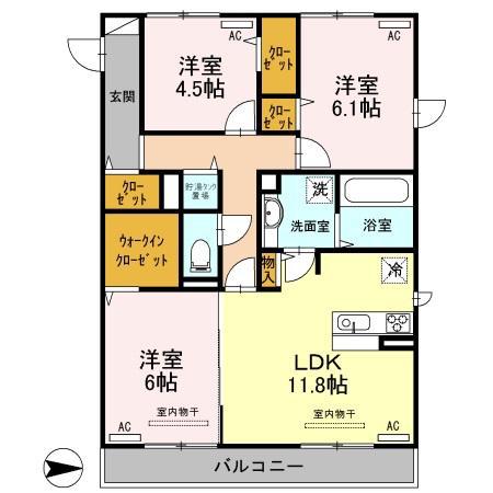 イーストアヴェニュー(3LDK/2階)の間取り写真