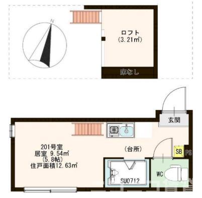ハーモニーテラス西ヶ原(ワンルーム/2階)の間取り写真