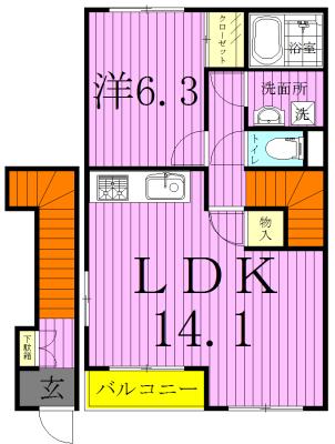 グリーンキャッスルV(1LDK/2階)の間取り写真