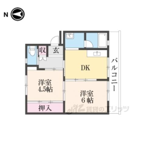 ビレッジハウス大淀(2DK/4階)の間取り写真