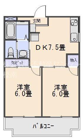 シャトレ牧之原(2DK/2階)の間取り写真