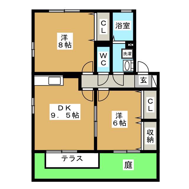 グリーンハウス和合 C(2DK/1階)の間取り写真