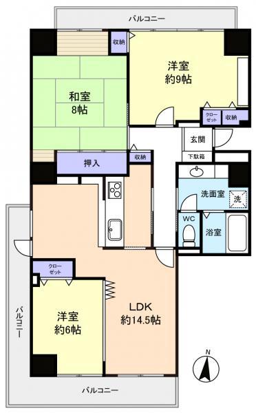 八千代ゆりのき台プラザシティ4号棟(3LDK/7階)の間取り写真