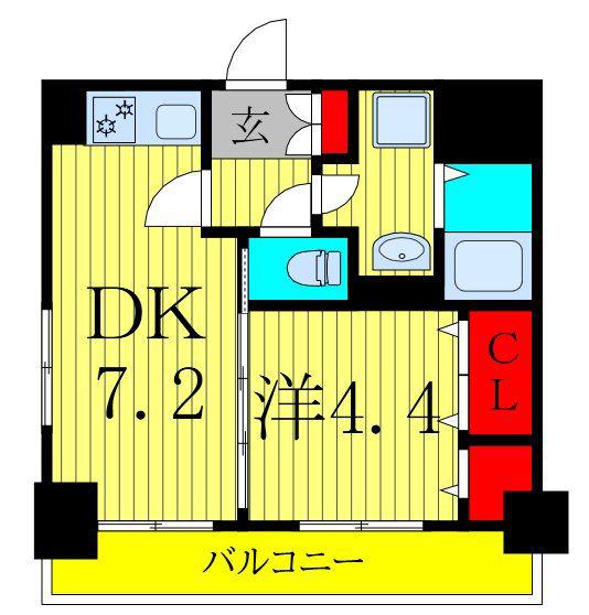 MS NACER(1DK/6階)の間取り写真