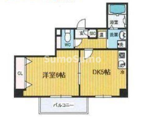 J-PRIDE難波南(1DK/9階)の間取り写真