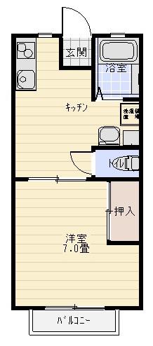 スプリングハイツA棟(1DK/2階)の間取り写真