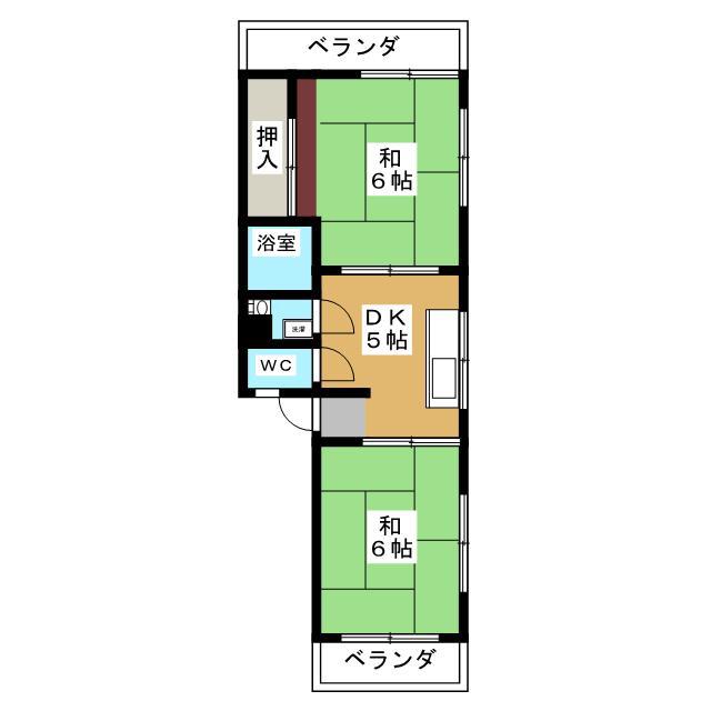 コーポホシヤ(2DK/2階)の間取り写真