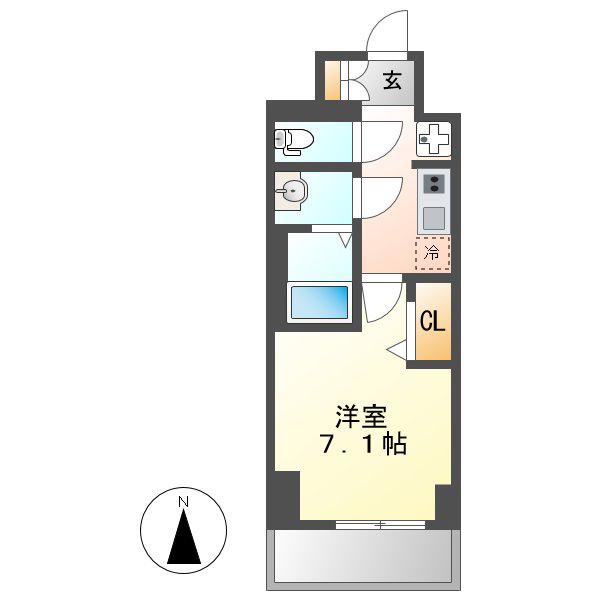 プレサンス広小路通葵(1K/12階)の間取り写真