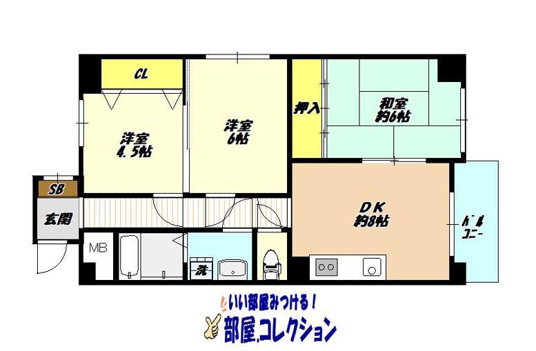 S・Y・Mビル(3DK/5階)の間取り写真