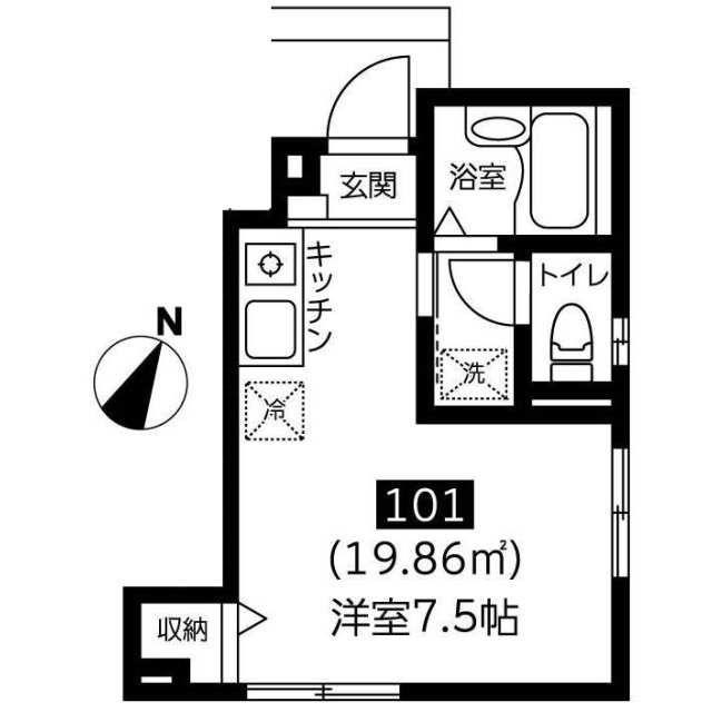 サザンハウス(ワンルーム/1階)の間取り写真