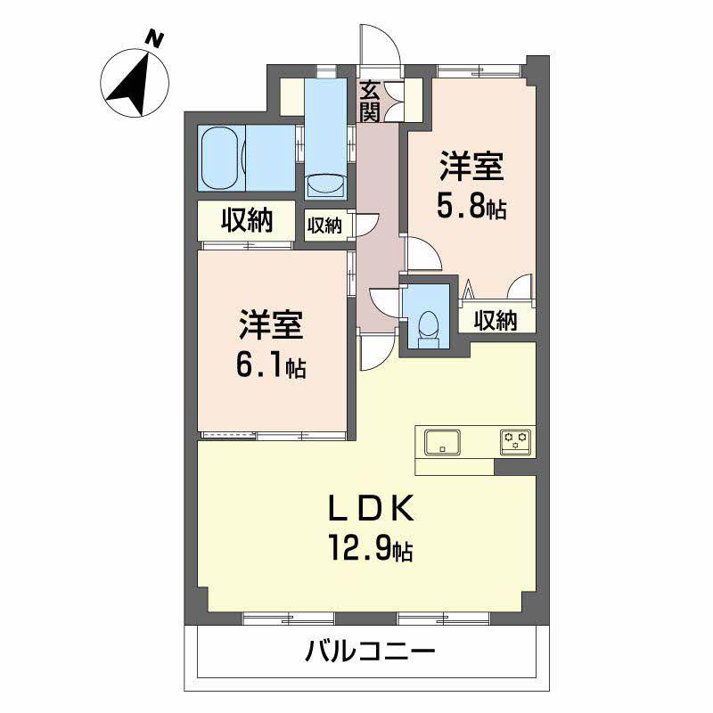 ヴェルドミール(2LDK/3階)の間取り写真