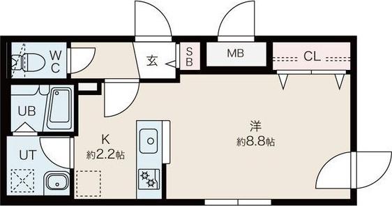 ファランドール大通東II(1K/2階)の間取り写真