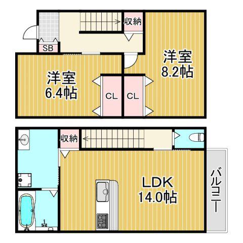 FLAT OUTZ(2LDK/1階)の間取り写真