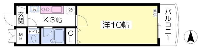 FUJIKOUハイツ8(1K/5階)の間取り写真