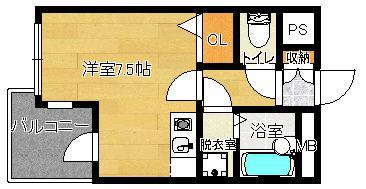 フレックス博多V(ワンルーム/4階)の間取り写真