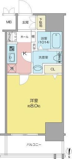 SHOKEN RESIDENCE名古屋サウス(1K/15階)の間取り写真