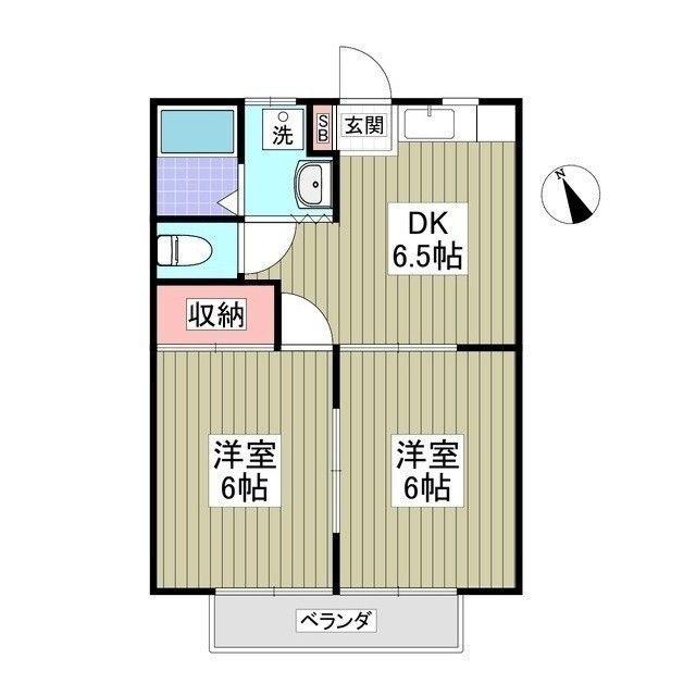 コーポアゼリア(2DK/2階)の間取り写真