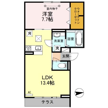 クローネ(1LDK/1階)の間取り写真