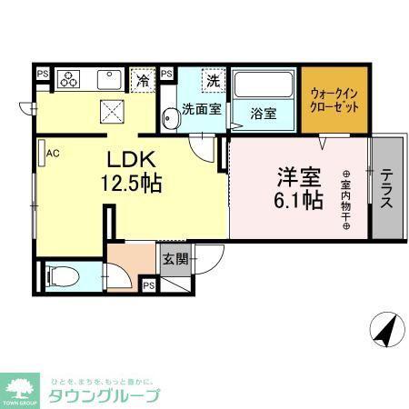 グランディール(1LDK/2階)の間取り写真