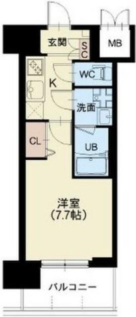 スプランディッド難波III(1K/4階)の間取り写真