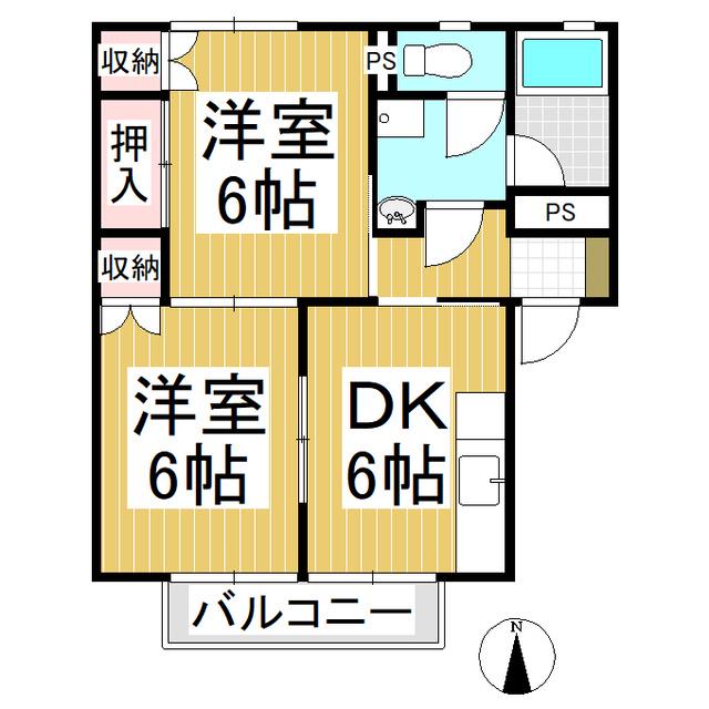 ラフィネM(2DK/1階)の間取り写真