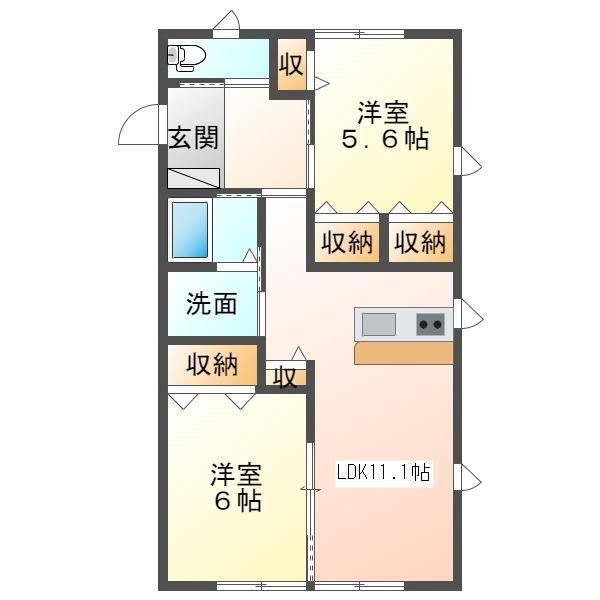 ルーエンハイム(2LDK/1階)の間取り写真