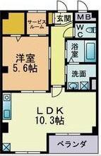 サンテラス(1LDK/2階)の間取り写真