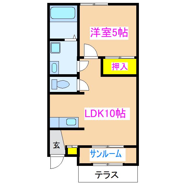 ヒルズハイアットマンション(1LDK/1階)の間取り写真