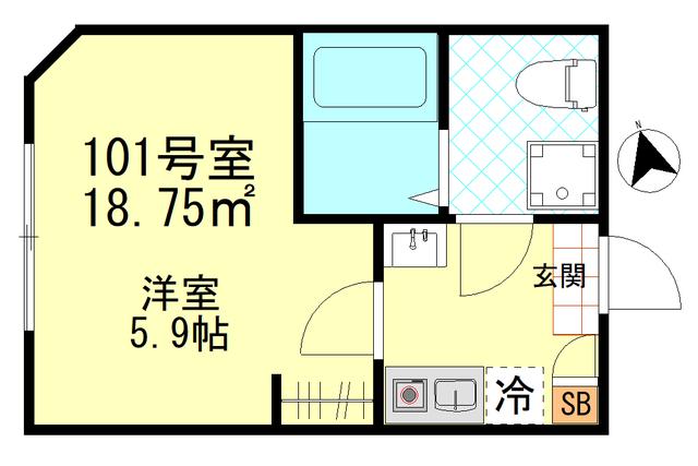 松島9世帯(1K/1階)の間取り写真