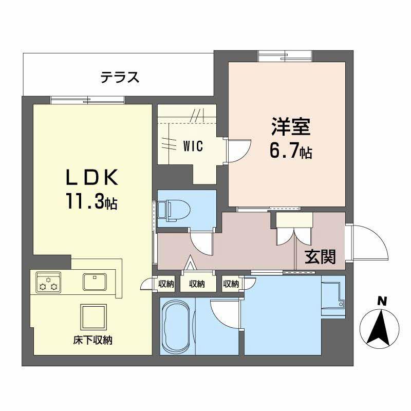 コンコード(1LDK/1階)の間取り写真