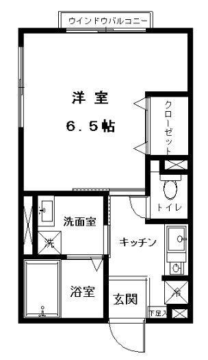 シャルムA(1K/2階)の間取り写真