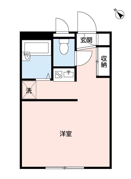 パレスひなた(1K/2階)の間取り写真
