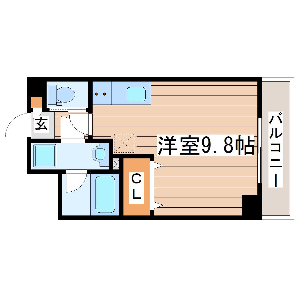 サンライズあすと長町(ワンルーム/2階)の間取り写真