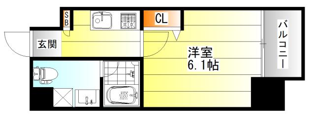 ライブカーサ上新庄(1K/2階)の間取り写真