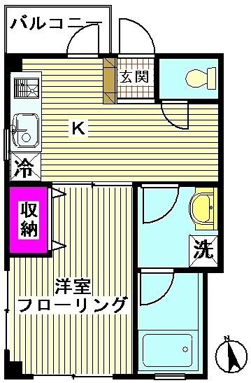 三立ビル(1K/2階)の間取り写真