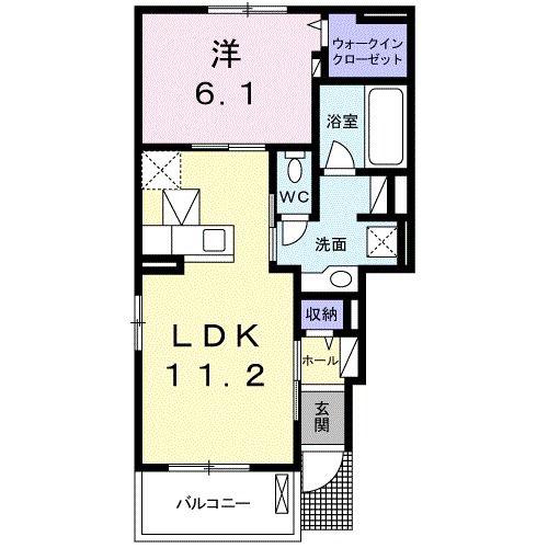 オブリガード・B(1LDK/1階)の間取り写真