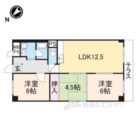 奥田第一ビル(3LDK/1階)の間取り写真