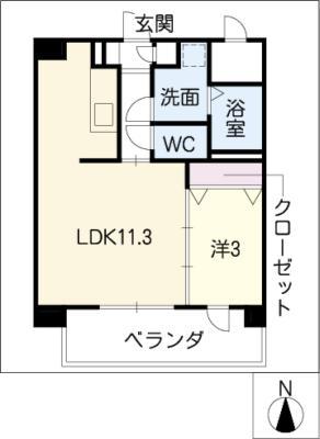 ドミールイシハタ(1LDK/4階)の間取り写真
