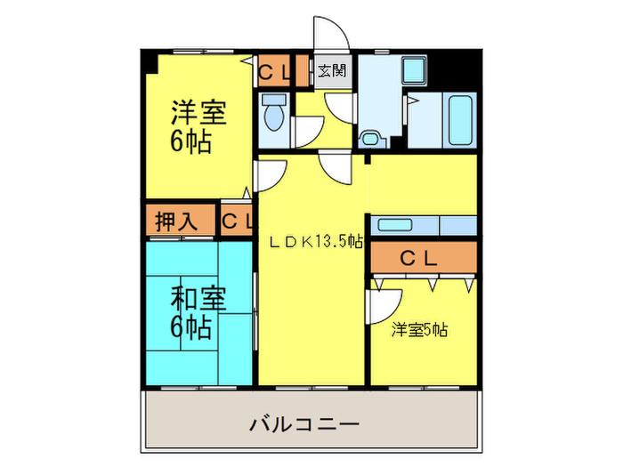 OAK VILLA野多目レジデンス(3LDK/1階)の間取り写真