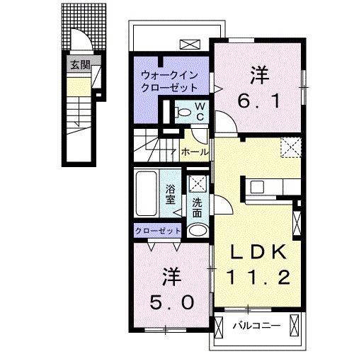 ハイソラーレ III(2LDK/2階)の間取り写真