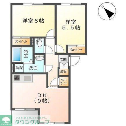 グランディール(2DK/1階)の間取り写真