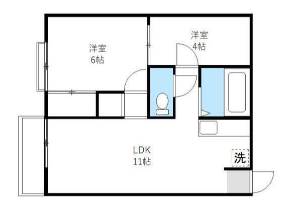 コーポけやき(2LDK/2階)の間取り写真