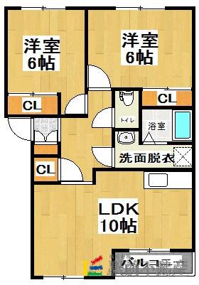 アンビシャス桜(2LDK/1階)の間取り写真