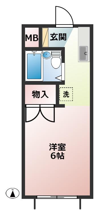 ベネットハウス(ワンルーム/2階)の間取り写真