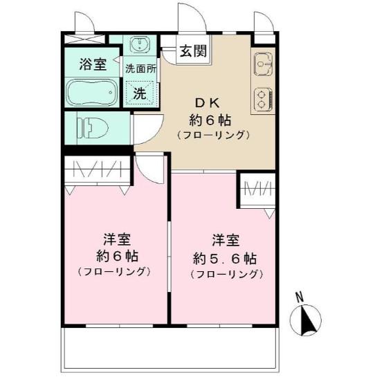 ビータスビル参番館(2DK/1階)の間取り写真